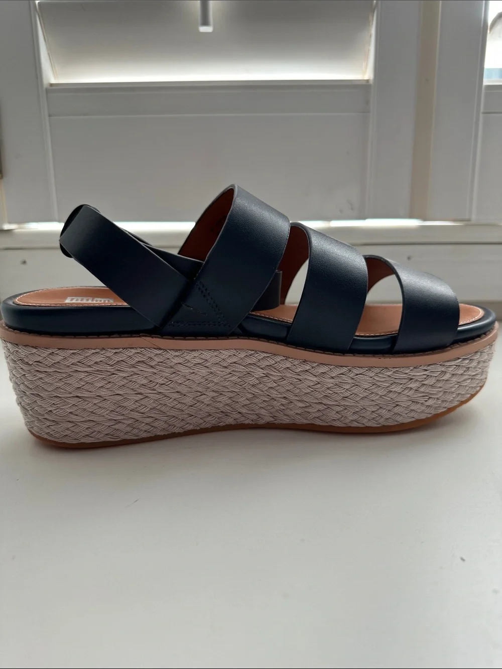 FitFlop Eloise Back Strap espadrille platform wedge sandals. Navy and NWOT!